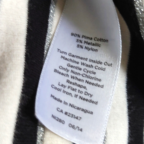 Talbots Striped Metallic Pima Cotton Knit Top - Picture 6 of 7